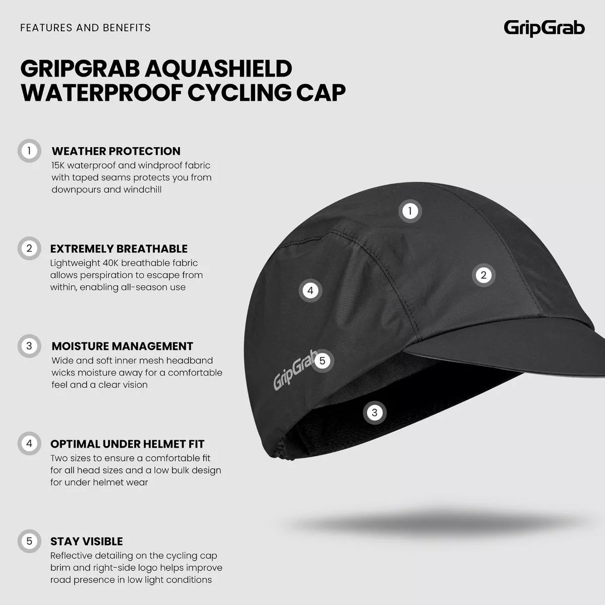 GripGrab Aquashield Waterproof Cycling Cap 5 GripGrab Aquashield Waterproof Cycling Cap - Imagen 3