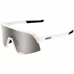 100% S3 Matte White HiPER Silver Mirror Lens Sunglasses